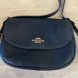 Black pebble leather coach purse
